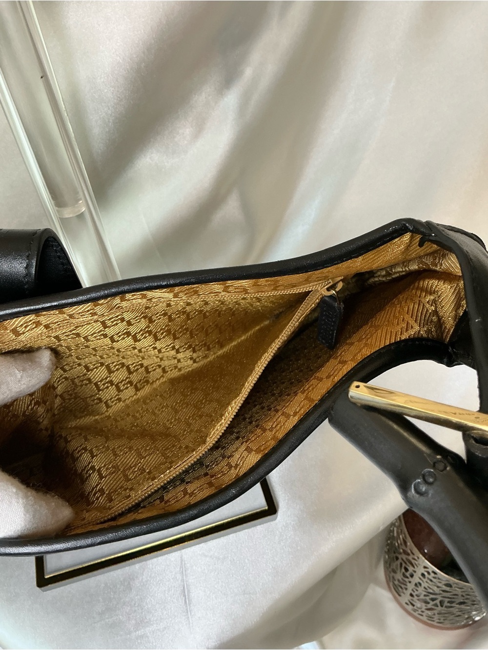 Preloved Gucci Black Suede Shoulder Bag with Gold Hardware w COA - Picture 10 of 12